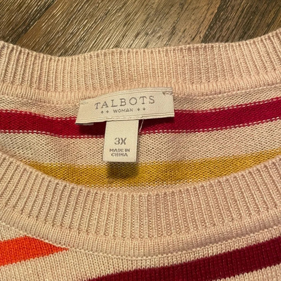 Talbots Sweater Women’s XXL Lambswool Blend Multicolor Stripe Button Sho… - Picture 4 of 5